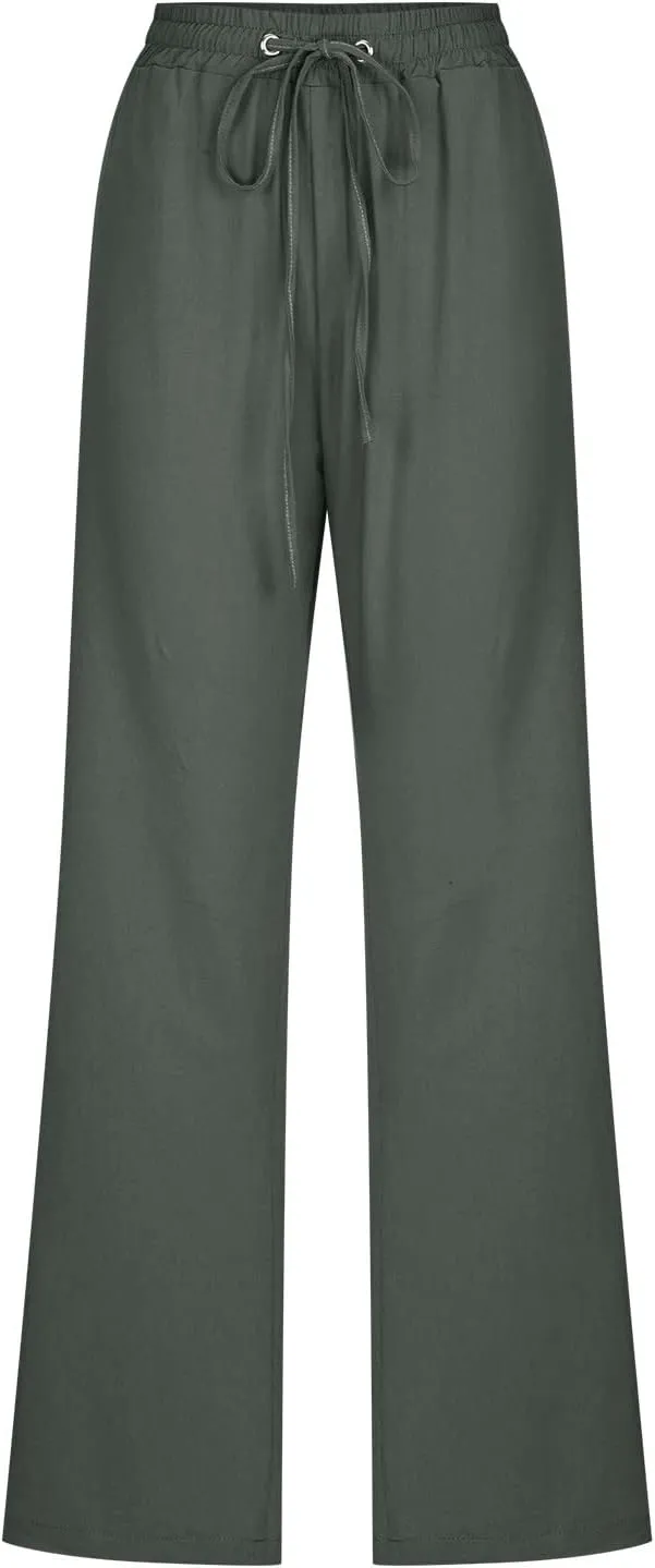SMIDOW Sweatpants Women 2023 Casual Loose Drawstring Elastic High Waist Comfy Trousers Straight Leg Long Lounge Pant
