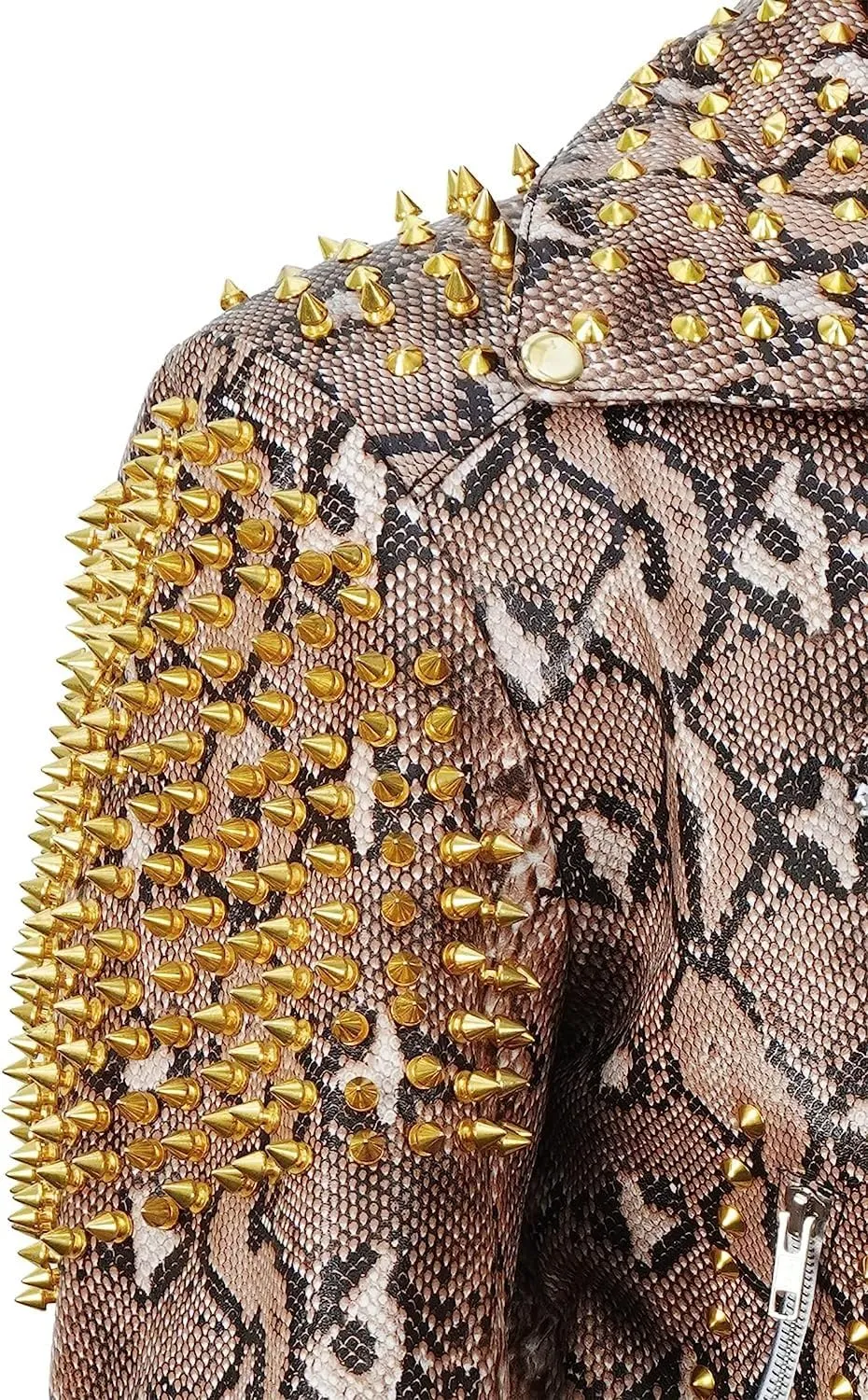 Snakeskin Print Jacket Men - Python Textured Studded Jacket - Rock Punk Spike Brando Motorcycle Leather Jacket