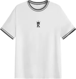 SOLY HUX Men's Crown Letter Print Striped Trim Tee Tops Short Sleeve Crew Neck Summer T Shirt