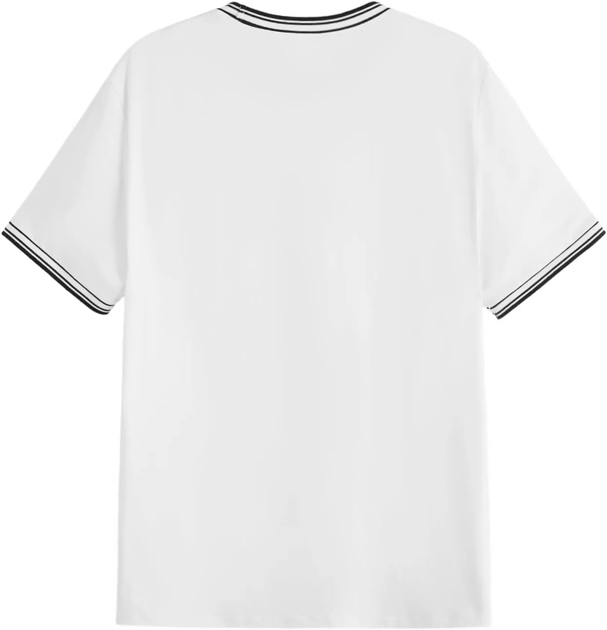 SOLY HUX Men's Crown Letter Print Striped Trim Tee Tops Short Sleeve Crew Neck Summer T Shirt