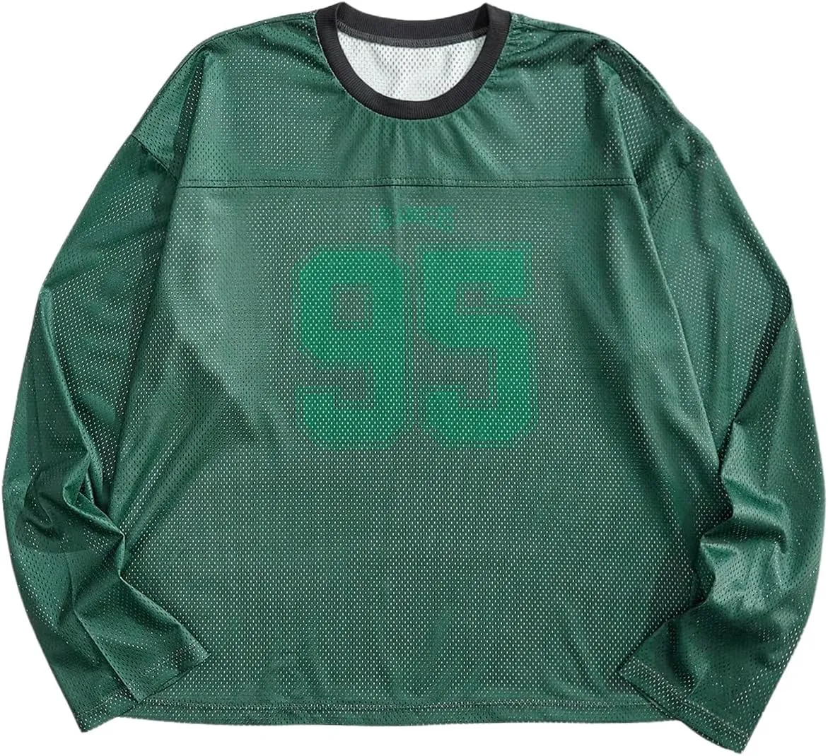 SOLY HUX Men's Long Sleeve Jersey Shirts Number Graphic Print Baggy Tee Shirt Tops Streetwear