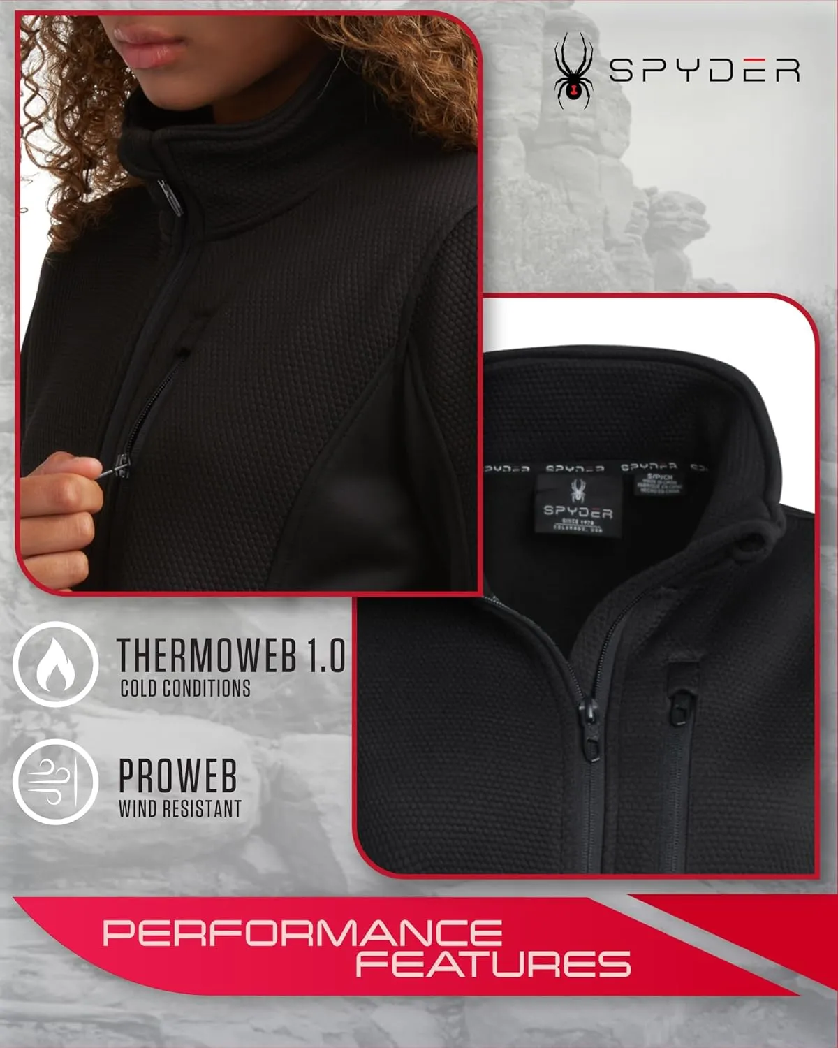 Spyder Women's Active Performance Fleece Jacket - Full Zip Lightweight Wind Resistant Windbreaker Sweater Jacket (Sizes:S-XL)
