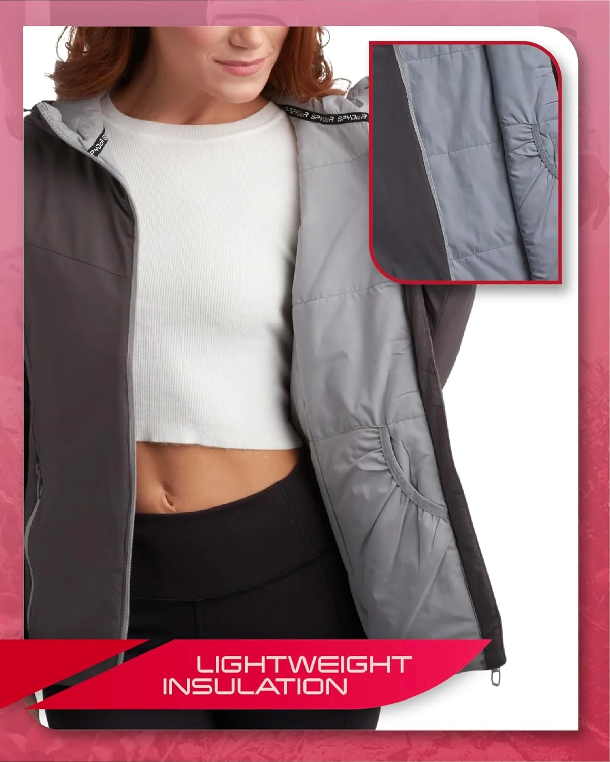 Spyder Women's Performance Windbreaker Jacket - Insulated Lightweight Full Zip Wind and Water-Resistant Hooded Jacket (S-XL)
