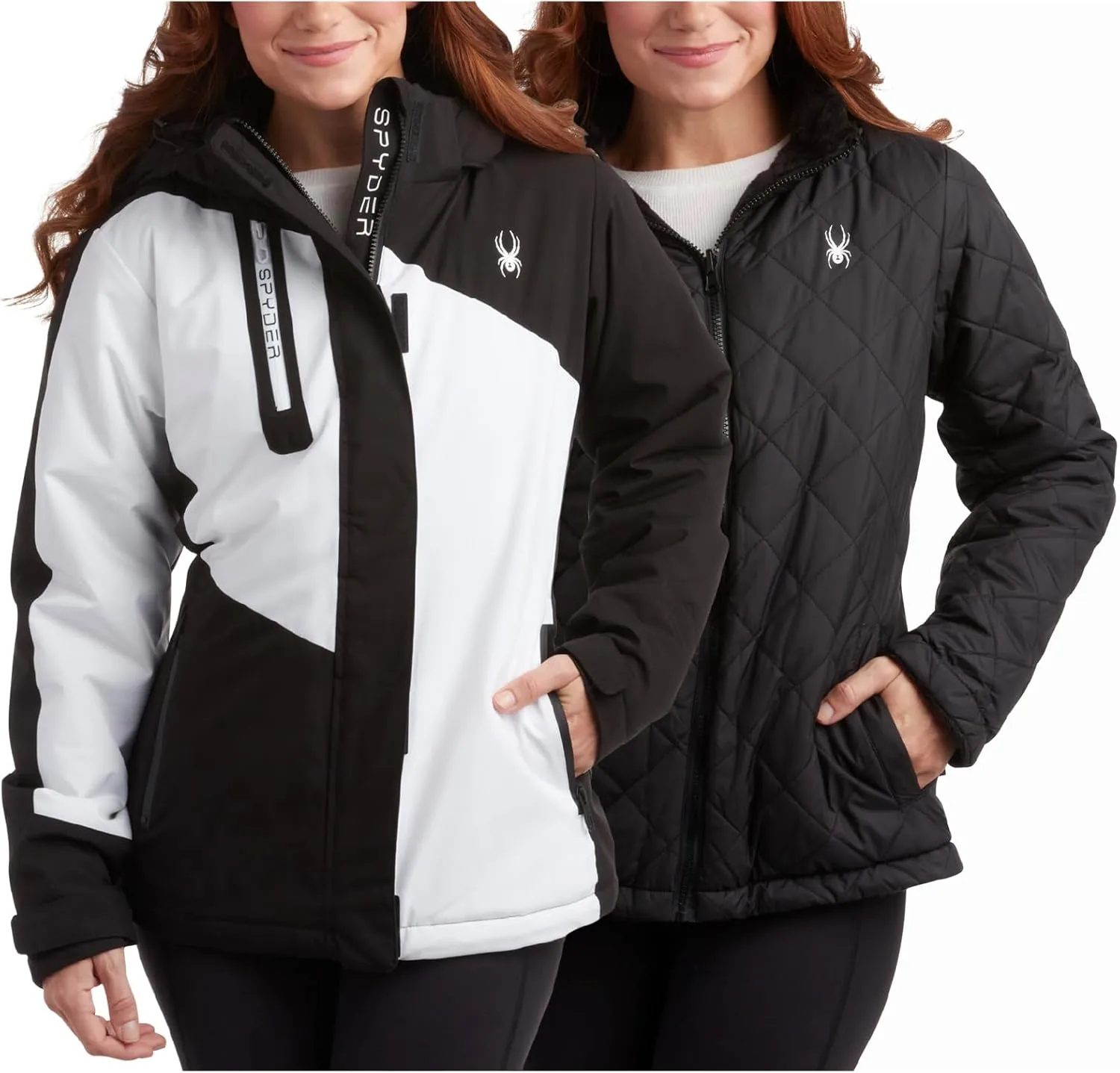 Spyder Women's Snow Ski Jacket - 3 Looks in 1 Insulated Puffer to Sherpa Fur Reversible Inner Winter Jackets for Women (S-XL)