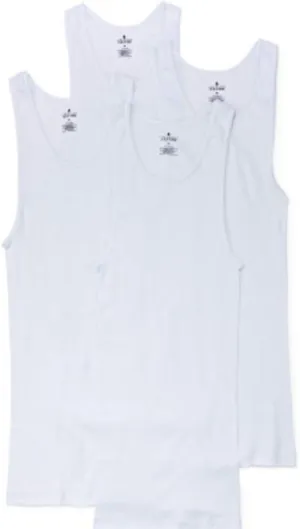 Stafford 4-Pack Men's 100% Cotton Ribbed Tank Top Shirts White (XL)