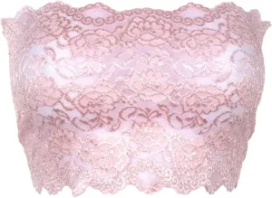 Stretch Lace Camisole Bandeau Tube Top 8 Inches Long Baby Pink M