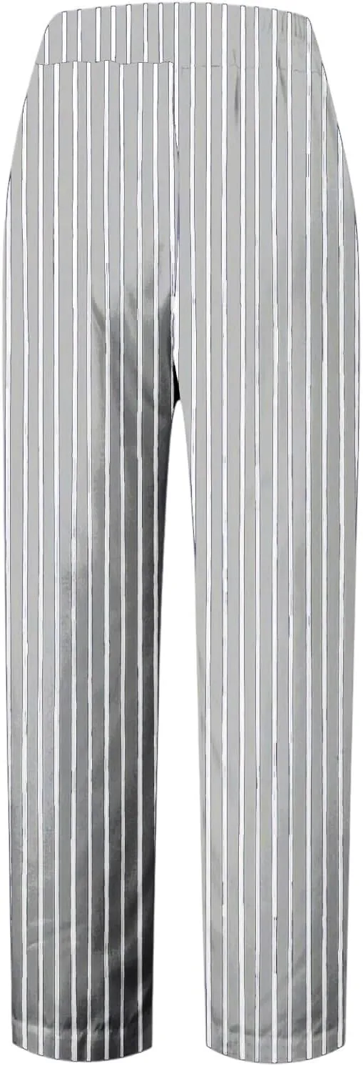 Striped Pants for Women Linen Striped Crop Casual Pants Summer Baggy Elastic High Waist Straight Leg Comfy Trousers