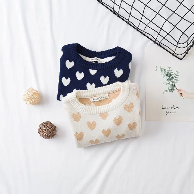 Stylish Baby Toddler Girl Love Heart Crochet Sweater