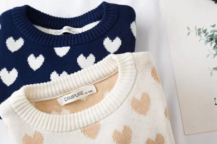 Stylish Baby Toddler Girl Love Heart Crochet Sweater