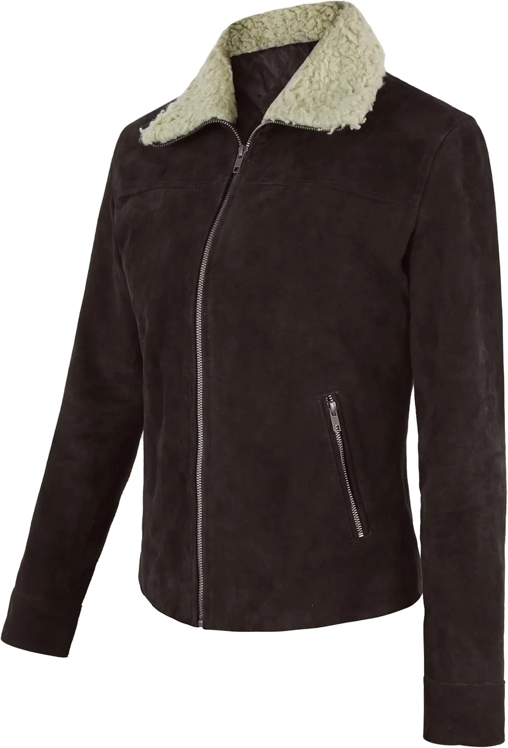 Suede Jacket Women - Sherpa Collar Womens Leather Jacket