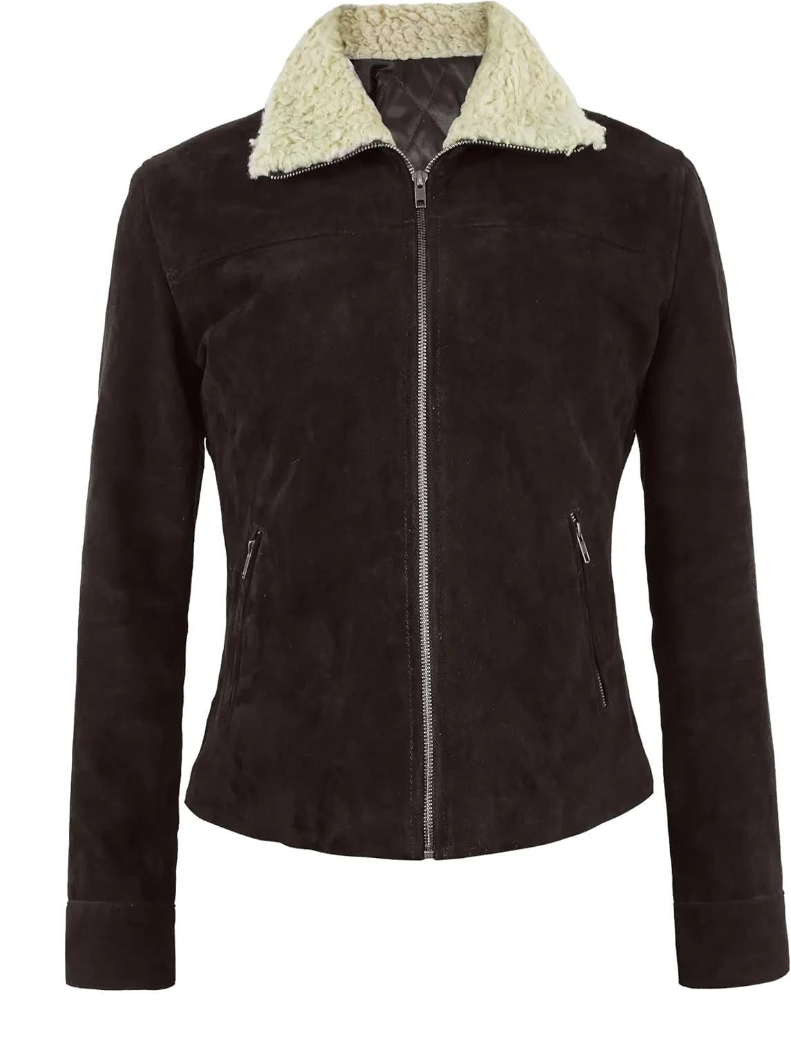 Suede Jacket Women - Sherpa Collar Womens Leather Jacket