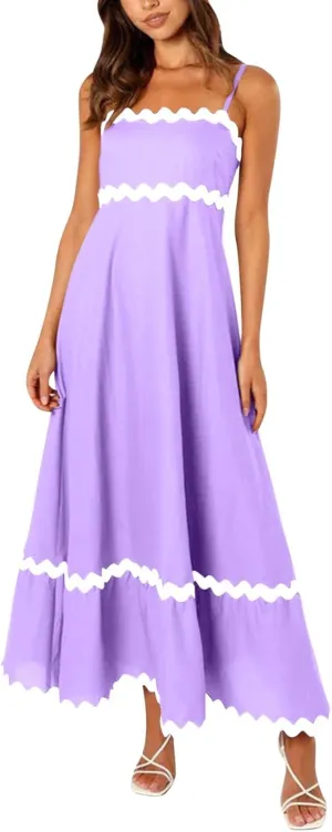 Summer Casual Dresses for Women 2024 Trendy Striped Sleeveless Spaghetti Strap A Line Sundress Elegant Flowy Long Maxi Dress