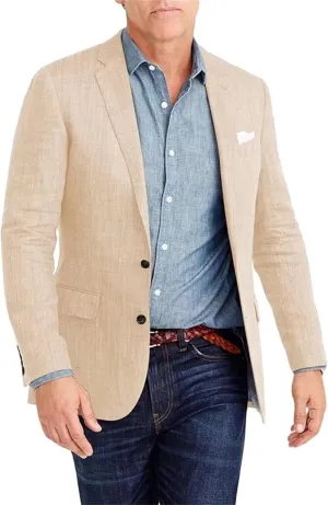 Summer Causal Linen Blazer for Men Slim Fit Blazer Jacket Men's Prom Party Jacket 2 Button Solid Suit Jacket for Men Wedding