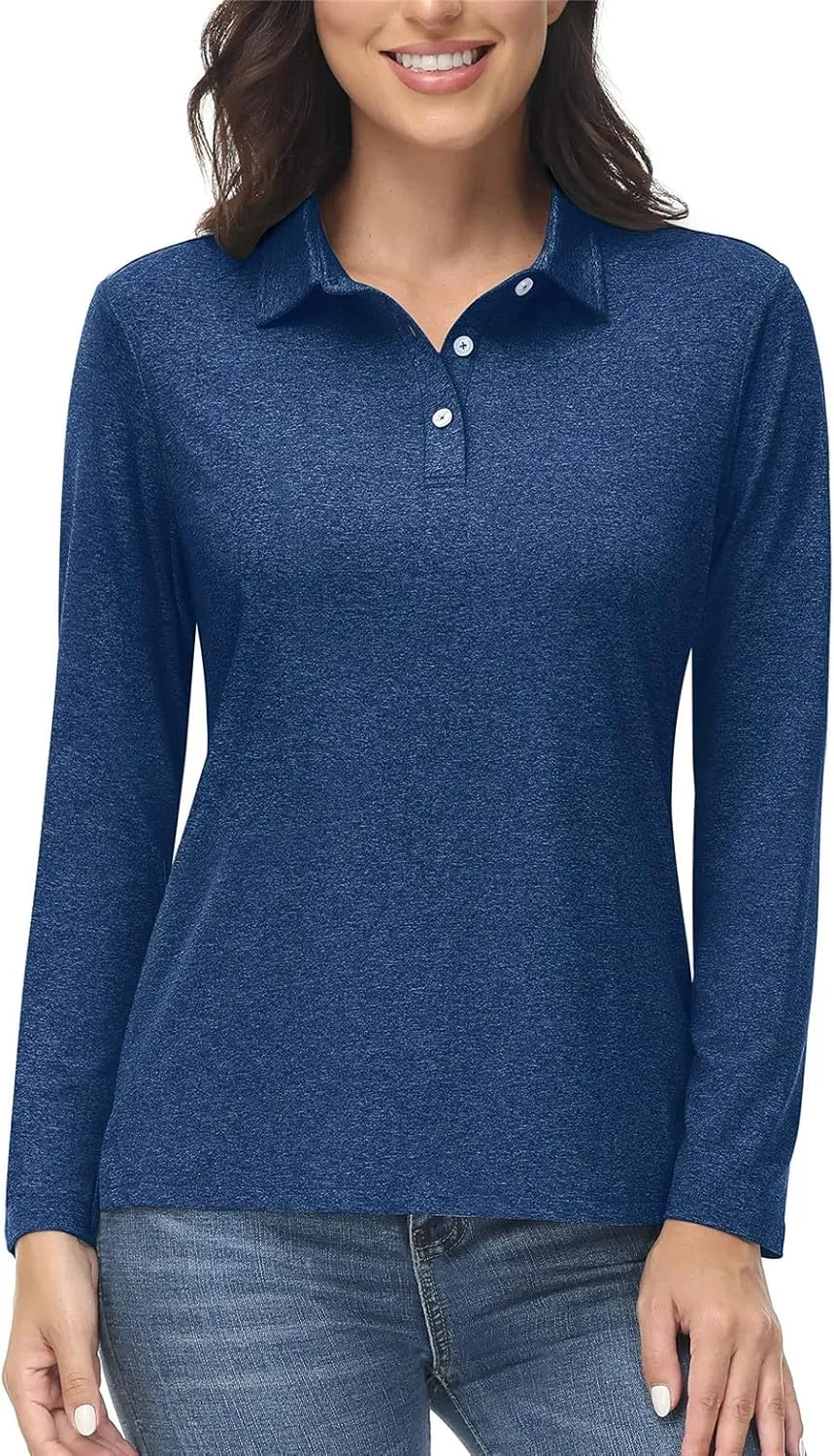 Summer Outdoor Polos T-Shirts Women Long Sleeve Hiking Athletic Quick Dry Tee Shirt Tops