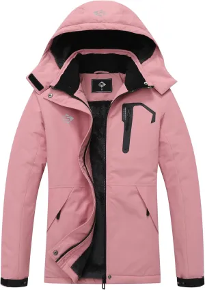 SUOKENI Women's Waterproof Ski Jacket Warm Winter Coat Snowboard Rain Jacket Hooded Windbreaker