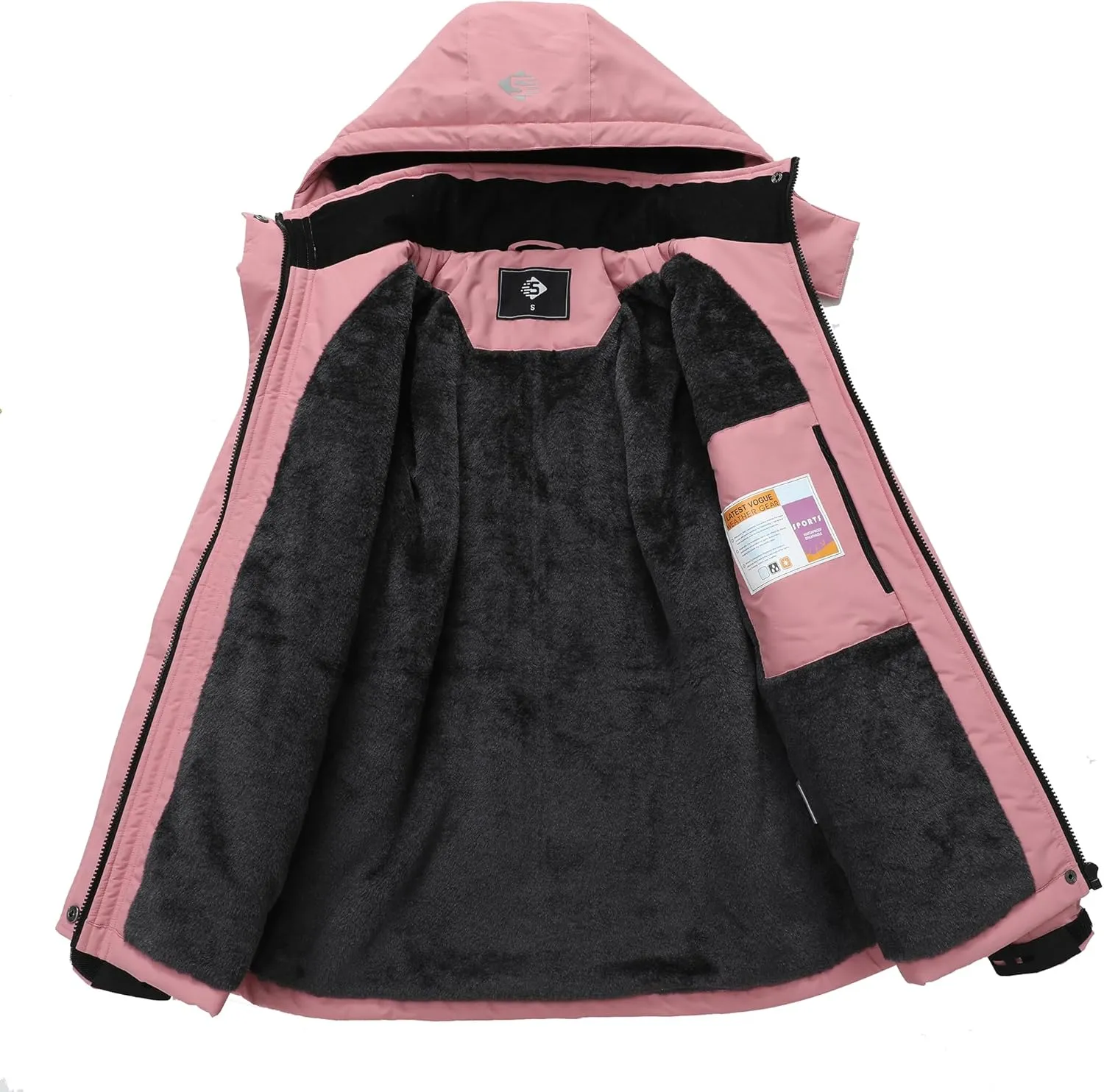 SUOKENI Women's Waterproof Ski Jacket Warm Winter Coat Snowboard Rain Jacket Hooded Windbreaker