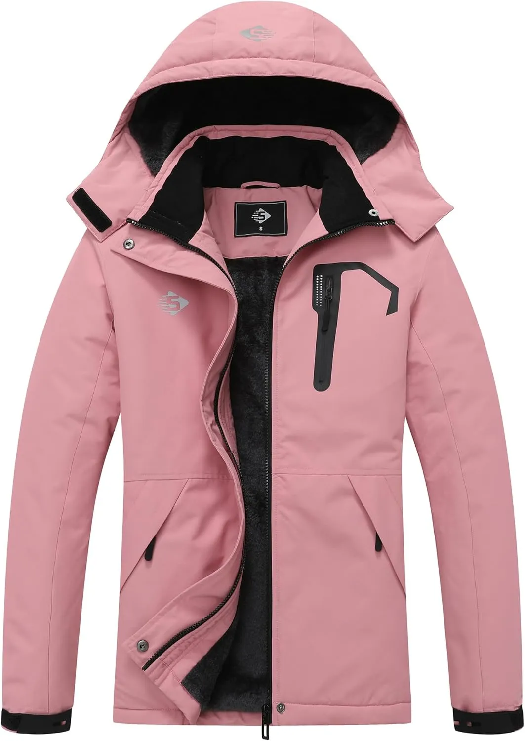 SUOKENI Women's Waterproof Ski Jacket Warm Winter Coat Snowboard Rain Jacket Hooded Windbreaker
