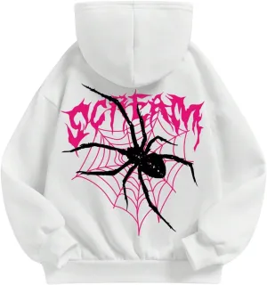 SweatyRocks Girl's Letter Graphic Hoodies Long Sleeve Thermal Oversized Sweatshirts Pullover Top