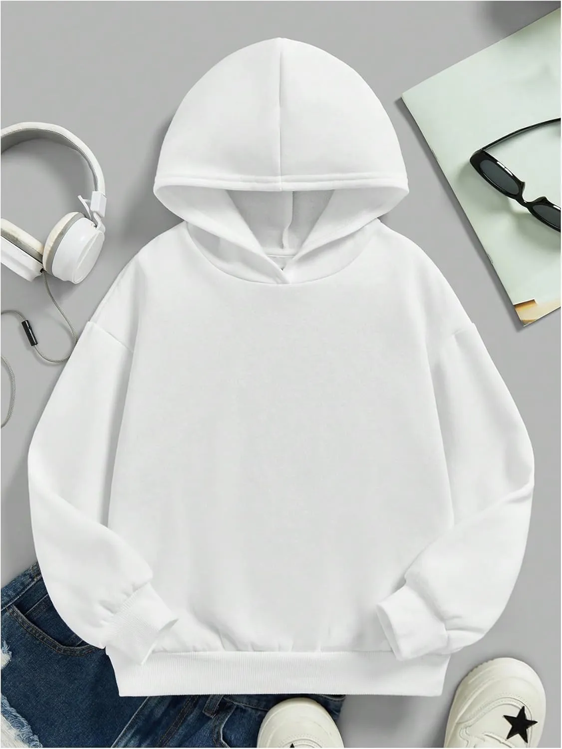 SweatyRocks Girl's Letter Graphic Hoodies Long Sleeve Thermal Oversized Sweatshirts Pullover Top