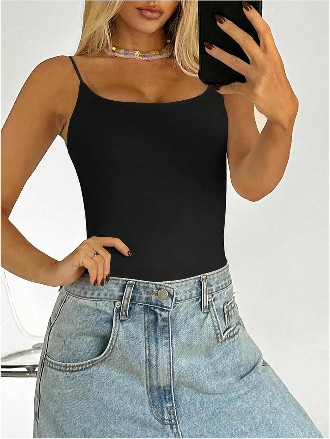 SweatyRocks Women's Backless Camisole Tops Criss Cross Fitted Spaghetti Strap Tank Top