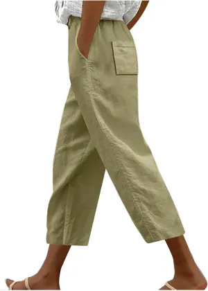 TANGNADE Petite Capris for Women Petite Length Casual Loose Drawstring Wide Cropped Trousers with Pocket Beach Clothes