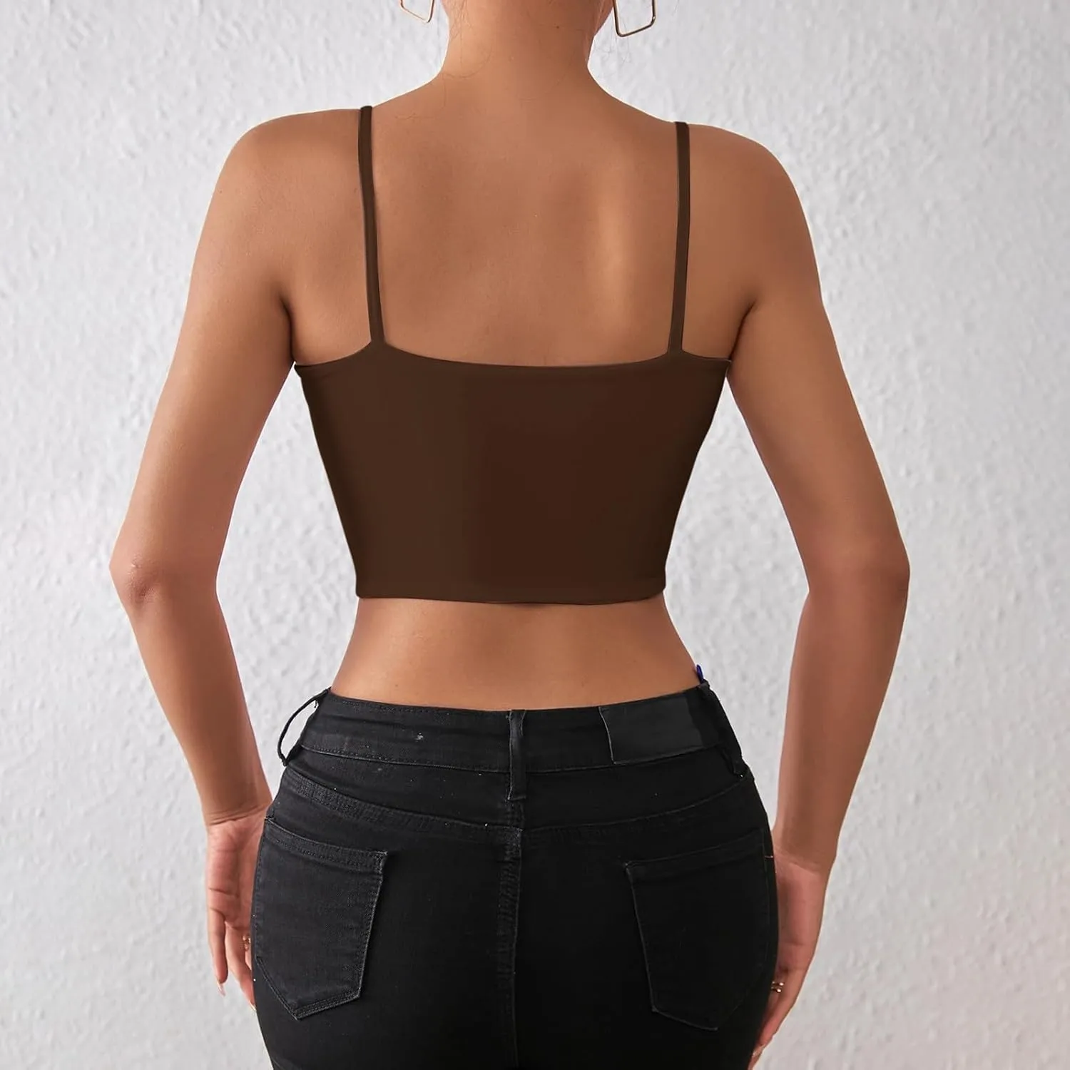 Tank Top with Built in Bra for Women Summer Camisole Sleeveless Square Neck Spaghetti Strap Tank Tops Basic Shirt