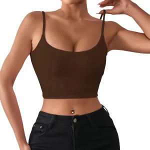 Tank Top with Built in Bra for Women Summer Camisole Sleeveless Square Neck Spaghetti Strap Tank Tops Basic Shirt