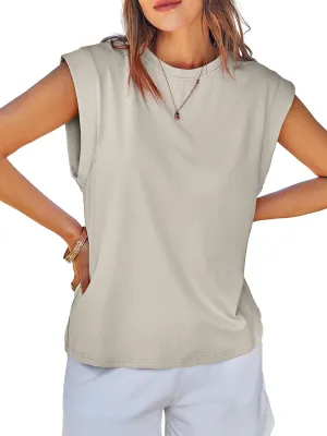 Tankaneo Womens Cap Sleeve Tank Tops Cotton Summer Casual Loose Fit Basic Tee Shirts 2025 Fashion