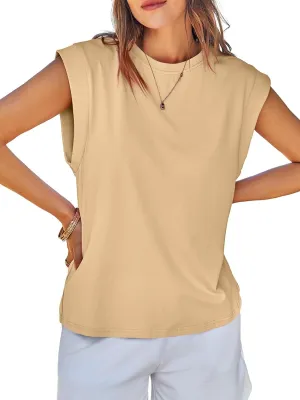 Tankaneo Womens Cap Sleeve Tank Tops Cotton Summer Casual Loose Fit Basic Tee Shirts 2025 Fashion
