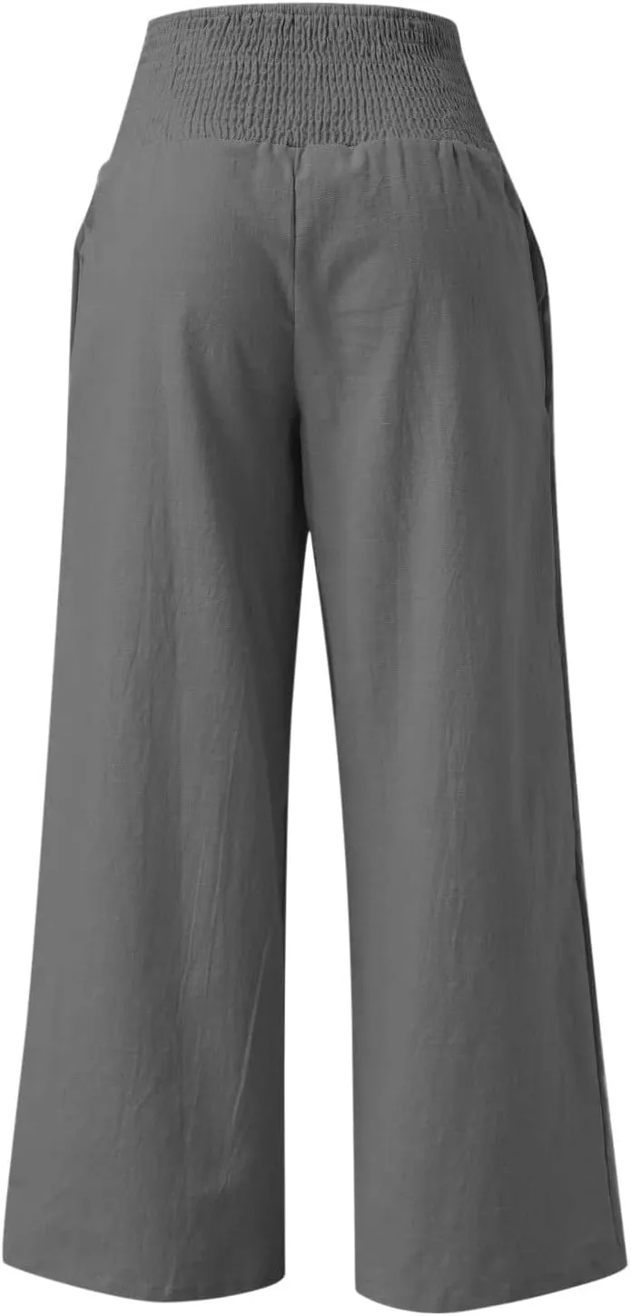 TARIENDY Palazzo Pants for Women Casual Women's Elastic high Waisted Trousers Wide Leg Beach Outfits Summer Casual Pants