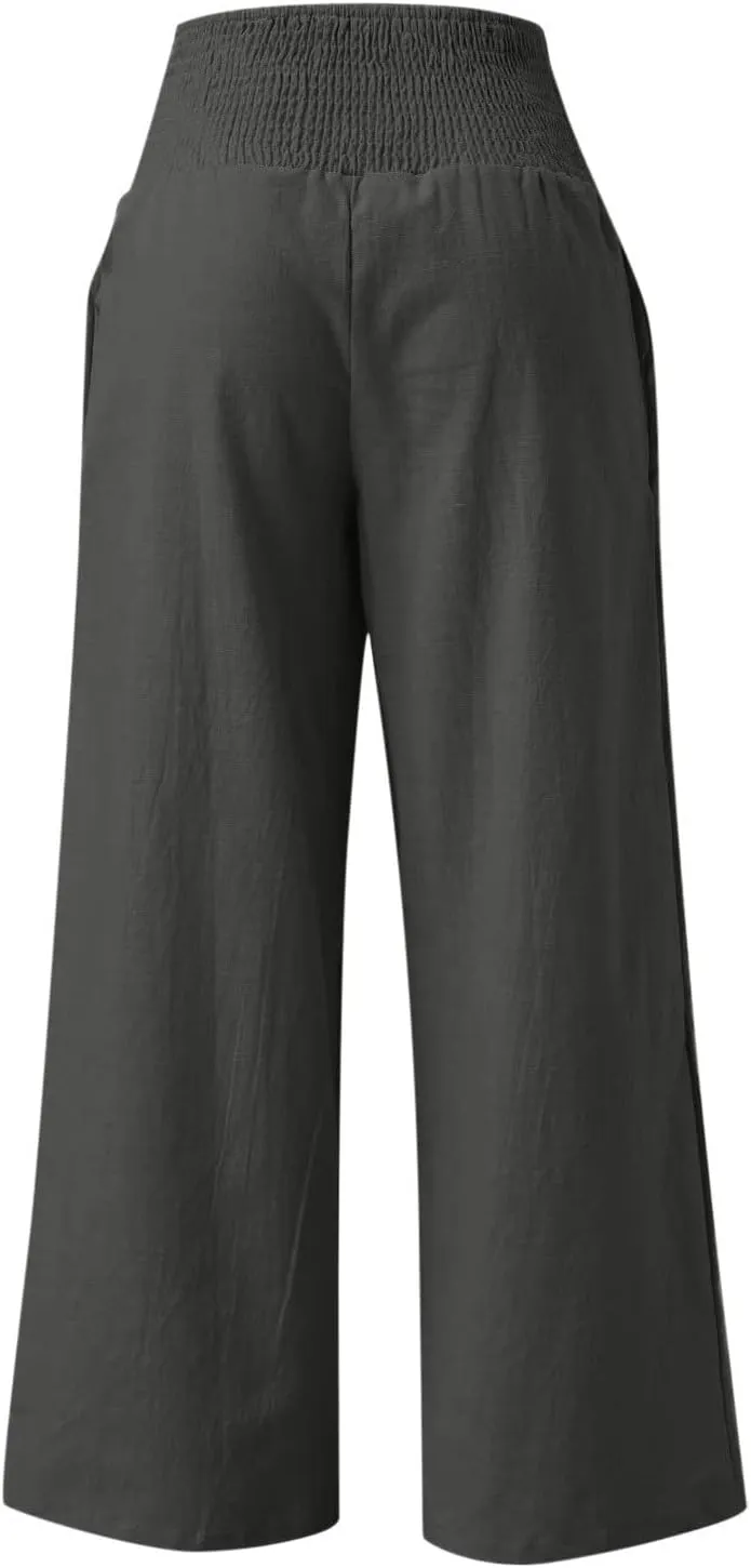 TARIENDY Palazzo Pants for Women Casual Women's Elastic high Waisted Trousers Wide Leg Beach Outfits Summer Casual Pants