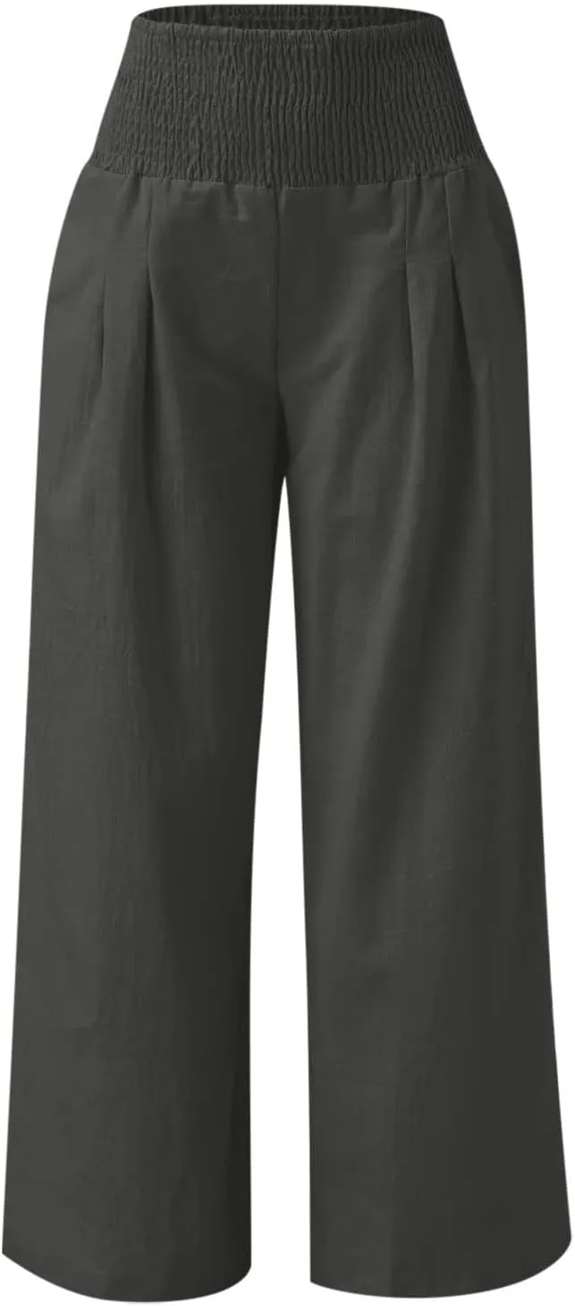 TARIENDY Palazzo Pants for Women Casual Women's Elastic high Waisted Trousers Wide Leg Beach Outfits Summer Casual Pants