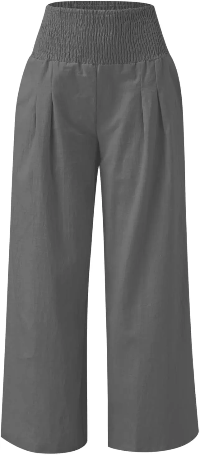 TARIENDY Palazzo Pants for Women Casual Women's Elastic high Waisted Trousers Wide Leg Beach Outfits Summer Casual Pants