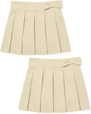The Children's Place Baby Girls' Uniform Bow Pleated Skort 2 Pack