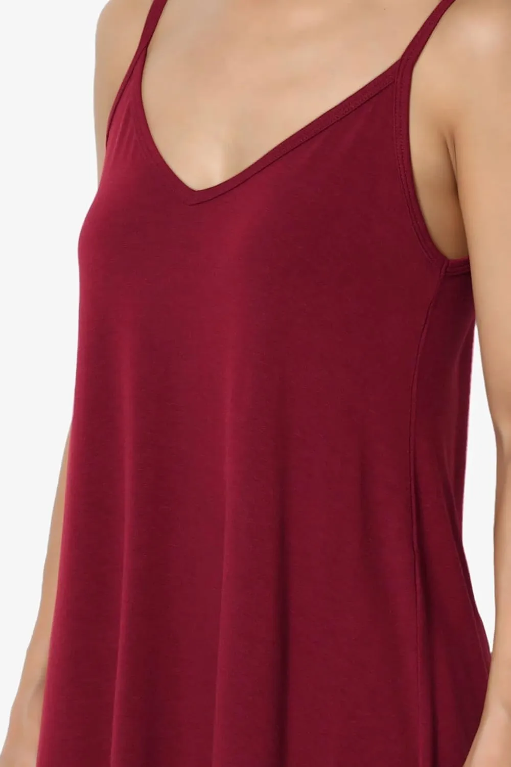 TheMogan Women's Scoop V Neck Stretch Draped Jersey Flared Camisole Tunic Top