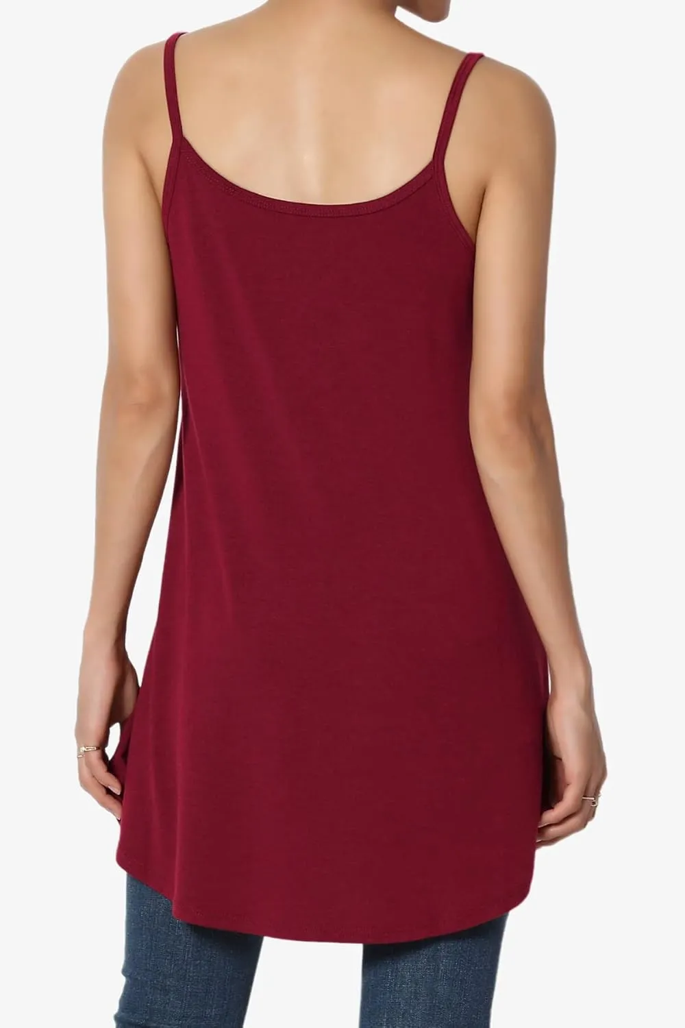 TheMogan Women's Scoop V Neck Stretch Draped Jersey Flared Camisole Tunic Top