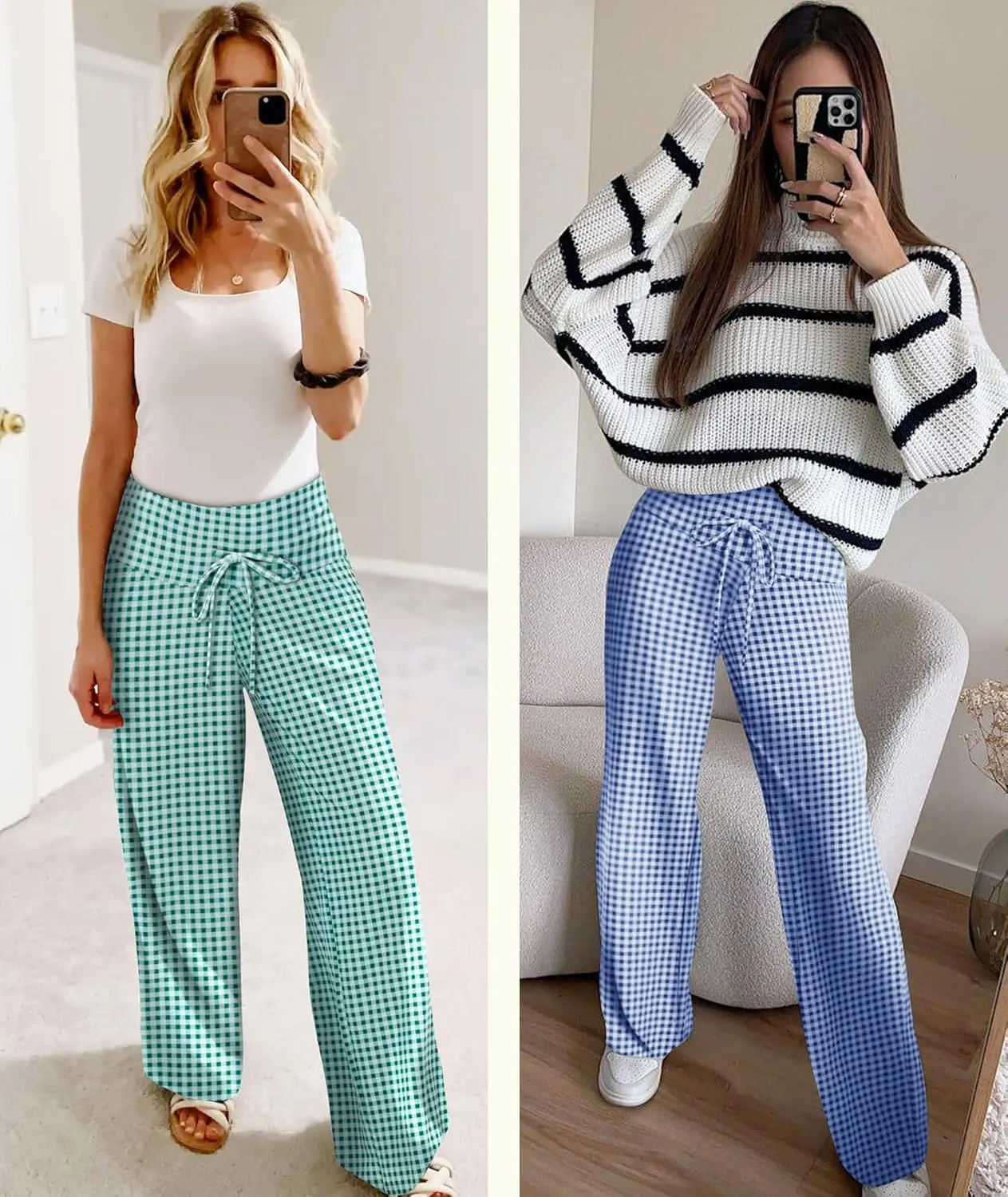 TNNZEET 3 Pack Women's Wide Leg Pants with Pockets - Casual Loose Yoga Trouser Pants Sweatpants Palazzo Lounge Pajama Pants