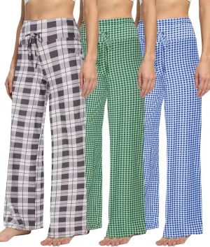 TNNZEET 3 Pack Women's Wide Leg Pants with Pockets - Casual Loose Yoga Trouser Pants Sweatpants Palazzo Lounge Pajama Pants