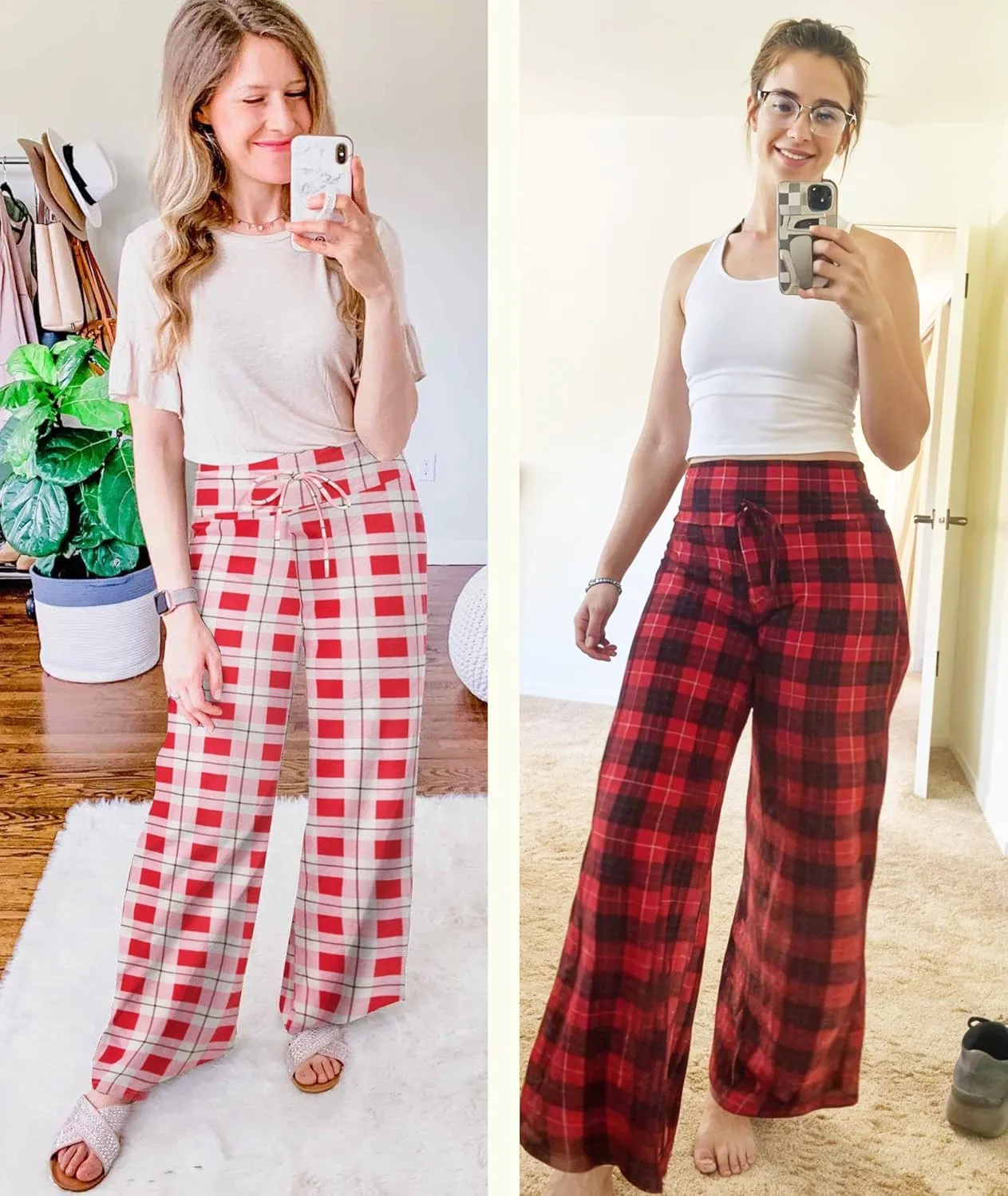TNNZEET 3 Pack Women's Wide Leg Pants with Pockets - Casual Loose Yoga Trouser Pants Sweatpants Palazzo Lounge Pajama Pants