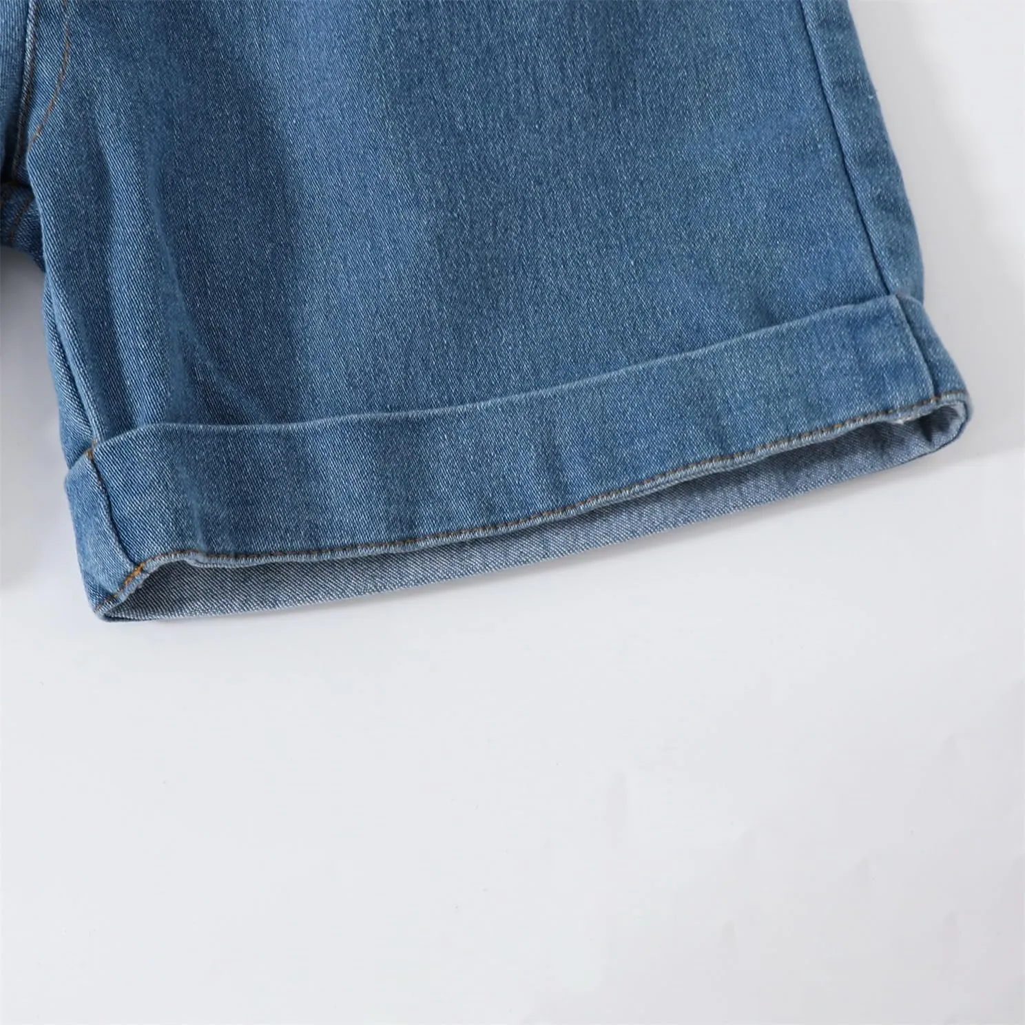 Toddler Girl Clothes Letter Graphic Top Denim Shorts 2PC Summer Outfit Set