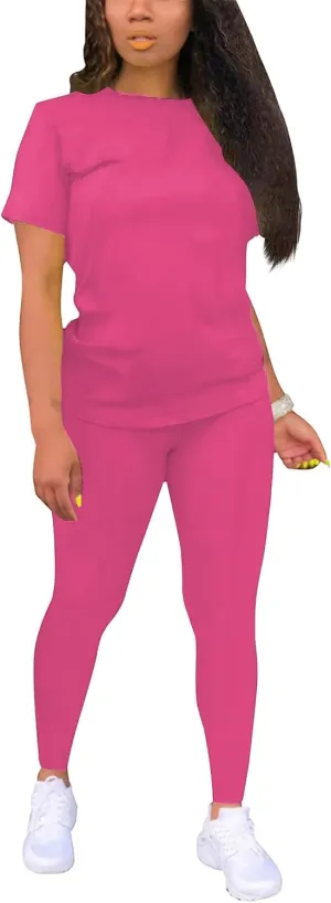 TOPONSKY Women Two Piece Workout Outfits Sports Long-Pants & Short-Top Sets