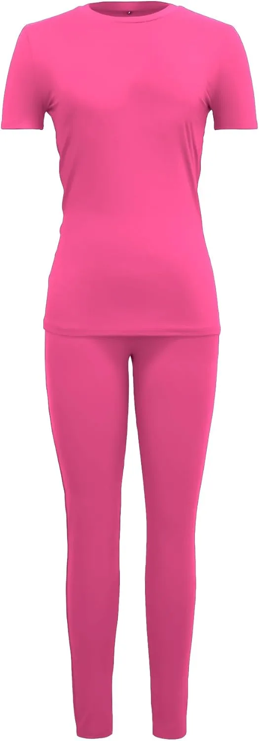 TOPONSKY Women Two Piece Workout Outfits Sports Long-Pants & Short-Top Sets