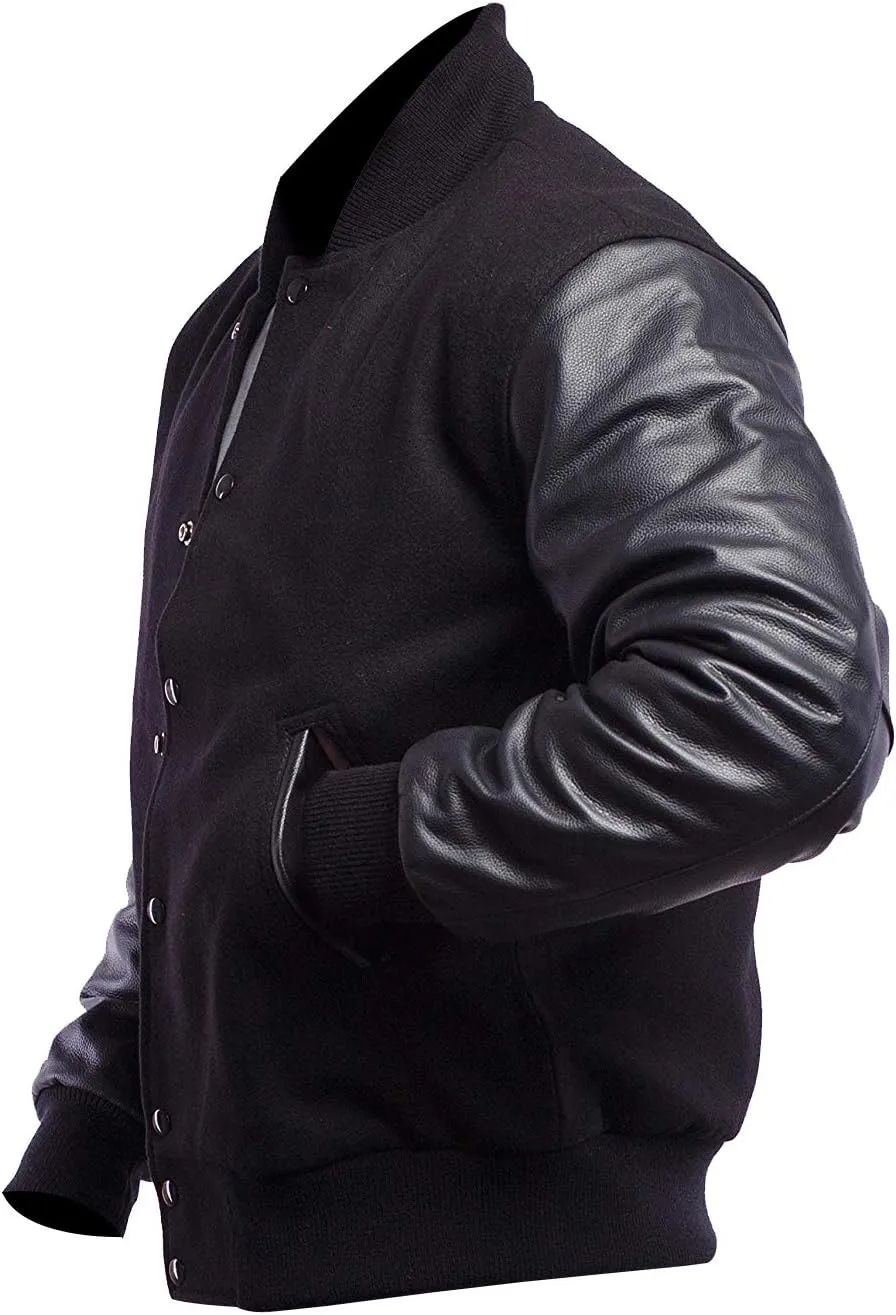 Unisex Women/Mens Varsity Letterman Jacket | College Baseball High School Bomber Wool   Faux Leather Jacket