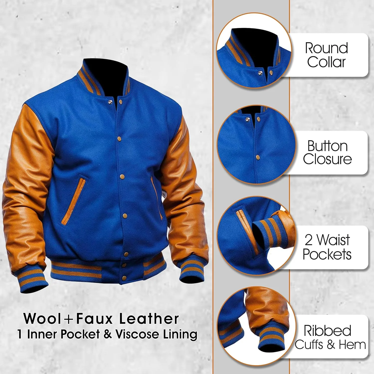 Unisex Women/Mens Varsity Letterman Jacket | College Baseball High School Bomber Wool   Faux Leather Jacket