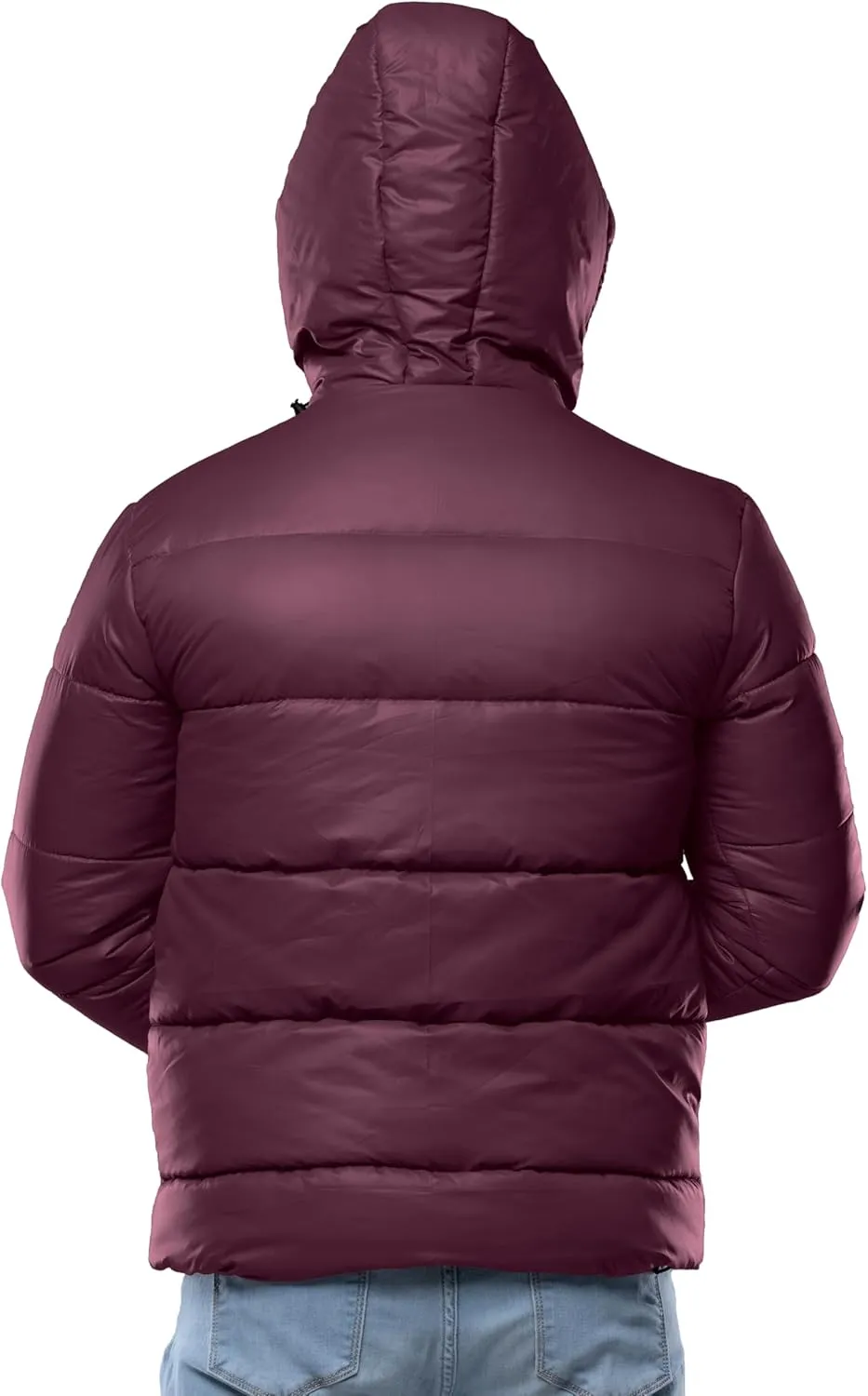 URBAN BUCK Mens Faux Fur Trimmed Hood Puffer Jacket Midweight Winter Down Windproof & Water Repellent Men Climbing Jackets