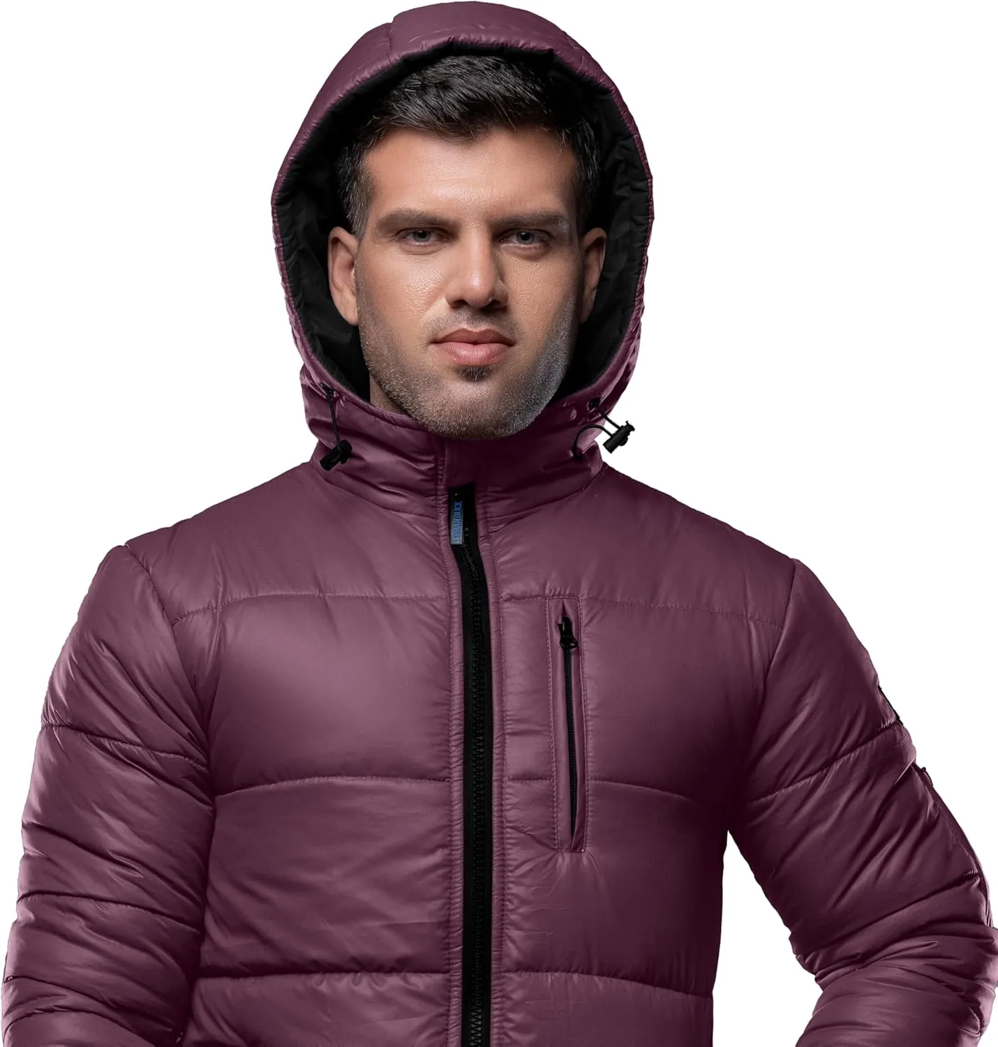 URBAN BUCK Mens Faux Fur Trimmed Hood Puffer Jacket Midweight Winter Down Windproof & Water Repellent Men Climbing Jackets