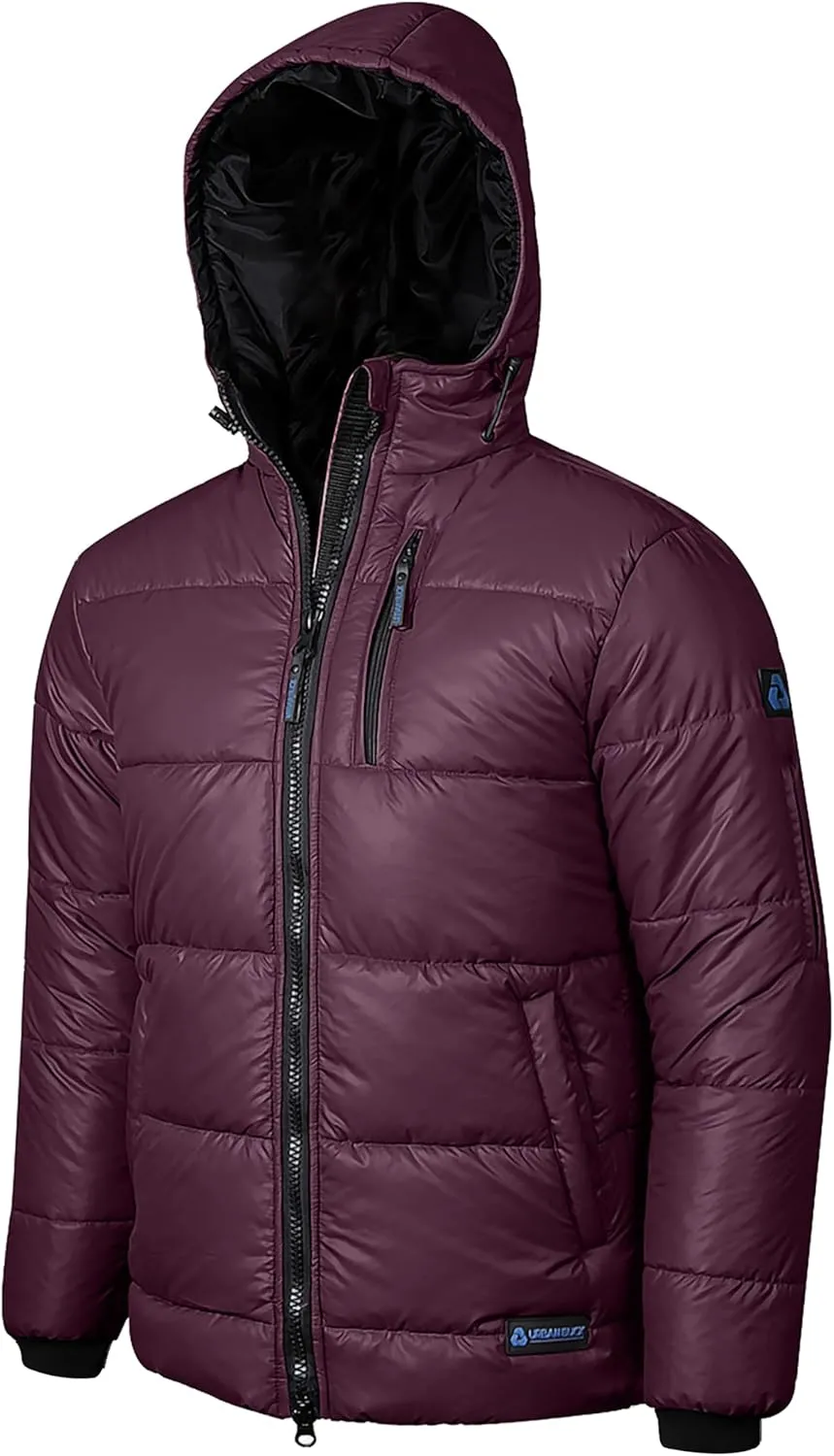 URBAN BUCK Mens Faux Fur Trimmed Hood Puffer Jacket Midweight Winter Down Windproof & Water Repellent Men Climbing Jackets