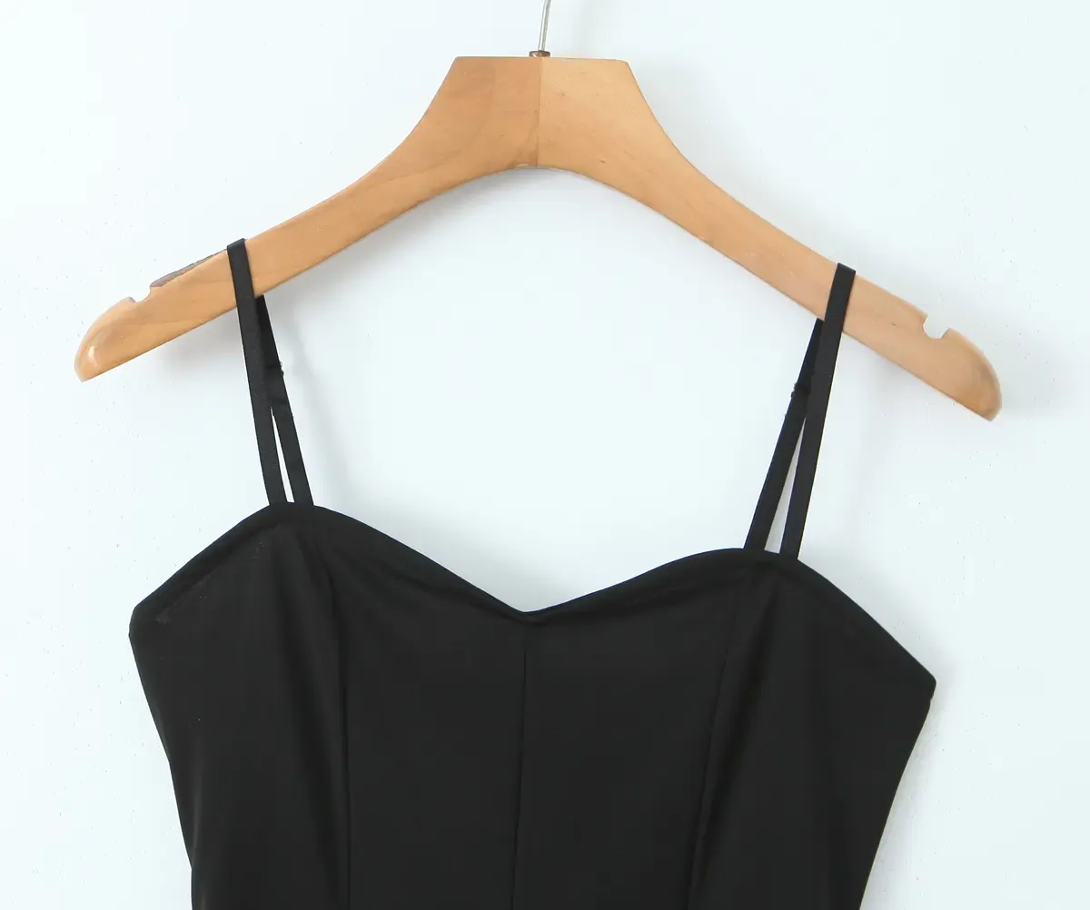 Uriel Black Spaghetti Strap Zipper Back Jumpsuit