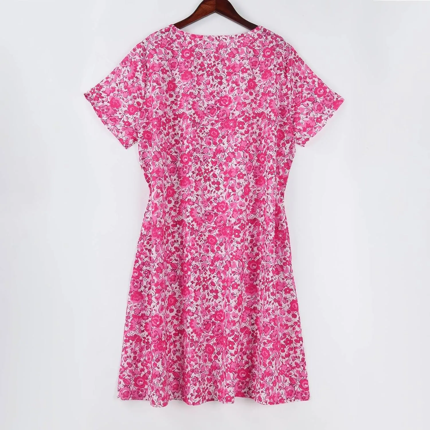 Vacation Dresses for Women 2025 Summer Boho Short Sleeve Scoop Neck Hawaiian Beach Dress Elegant Flowy Floral Sundress