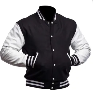 Varsity Blank Baseball College Bomber High School Plain Letterman Jacket Leather Sleeves Wool Coat